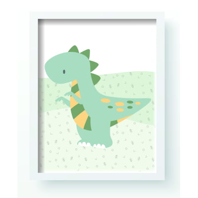 Quadro Decorativo Infantil Personalizado Moldura MDF Dinossauros Montanhas Menino QD265 Papel de parede  infantil, Enxovais para Bebê, Kits Berço, Kit Cama, faixa decorativa, régua do crescimento, quadros decorativos infantil.