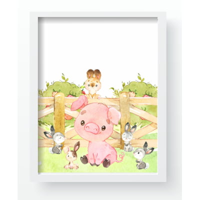 Quadro Decorativo Infantil Personalizado Moldura MDF Fazenda Feliz Animais QD225 Papel de parede  infantil, Enxovais para Bebê, Kits Berço, Kit Cama, faixa decorativa, régua do crescimento, quadros decorativos infantil.