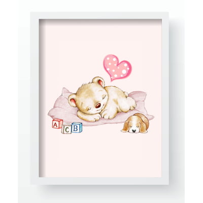 Quadro Decorativo Infantil Personalizado Moldura MDF Jardim Encantado Rosa Gatos Menina QD145 Papel de parede  infantil, Enxovais para Bebê, Kits Berço, Kit Cama, faixa decorativa, régua do crescimento, quadros decorativos infantil.