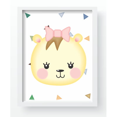 Quadro Decorativo Infantil Personalizado Moldura MDF Safari Baby Leão QD205