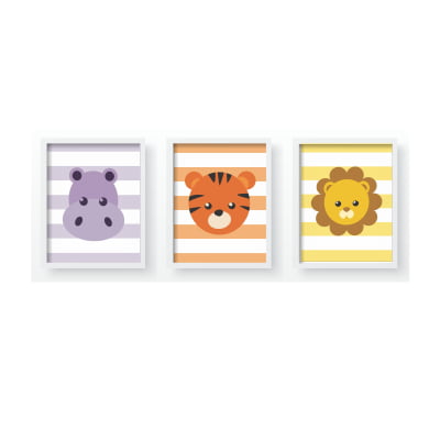 Quadro Decorativo Infantil Personalizado Moldura MDF Safari Baby QD226