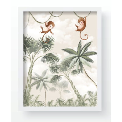 Quadro Decorativo Infantil Personalizado Safari Selva Leão Elefante Moldura MDF QD363