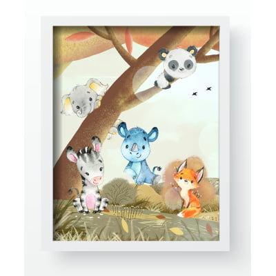 Quadro Decorativo Infantil Safari Baby Animais Bosque Personalizado Moldura MDF QD350 Papel de parede  infantil, Enxovais para Bebê, Kits Berço, Kit Cama, faixa decorativa, régua do crescimento, quadros decorativos infantil.