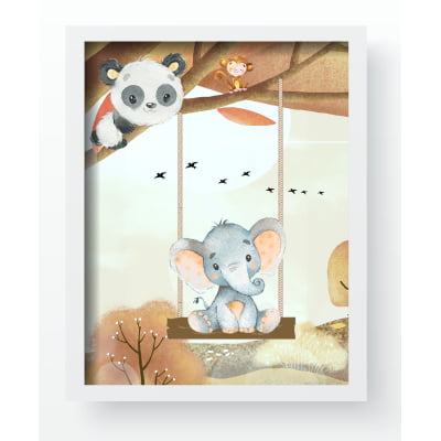 Quadro Decorativo Infantil Safari Baby Animais Bosque Personalizado Moldura MDF QD350 Papel de parede  infantil, Enxovais para Bebê, Kits Berço, Kit Cama, faixa decorativa, régua do crescimento, quadros decorativos infantil.