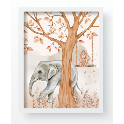 Quadro Decorativo Infantil Safari Elefante Leão Personalizado Moldura MDF QD539 Papel de parede  infantil, Enxovais para Bebê, Kits Berço, Kit Cama, faixa decorativa, régua do crescimento, quadros decorativos infantil.