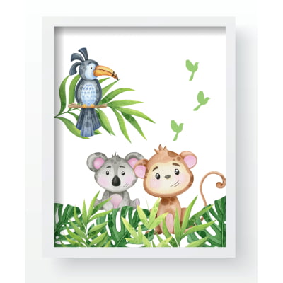 Quadro Decorativo Infantil Safári Leão Folhas Verde Menino Personalizado Moldura MDF QD341 Papel de parede  infantil, Enxovais para Bebê, Kits Berço, Kit Cama, faixa decorativa, régua do crescimento, quadros decorativos infantil.