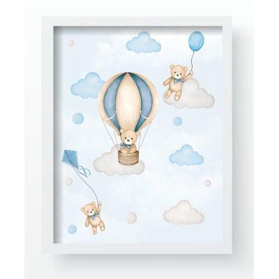 Quadro Decorativo Infantil Ursos Aviões Montanhas Personalizado Moldura MDF QD566 Papel de parede  infantil, Enxovais para Bebê, Kits Berço, Kit Cama, faixa decorativa, régua do crescimento, quadros decorativos infantil.