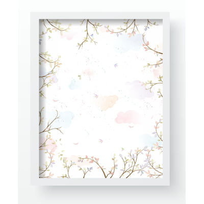 Quadro Decorativo Floral passarinhos