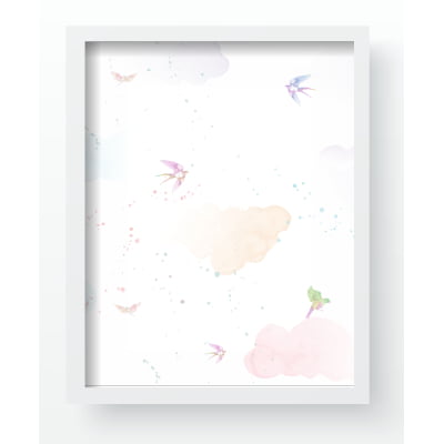 Quadro Decorativo Floral passarinhos