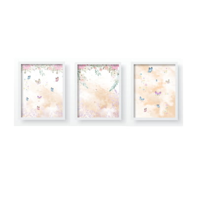 Quadros Decorativo Infantil Jardim Encantado Borboletas