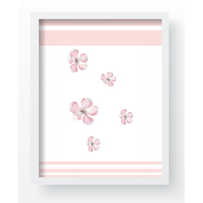 QUADROS DECORATIVOS FLORAL JARDIM BORBOLETAS ROSA INFANTIL - QD525