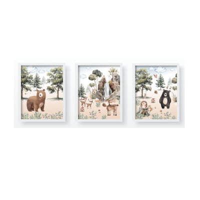 Quadros Decorativos Safari Animais Floresta Infantil - QD723