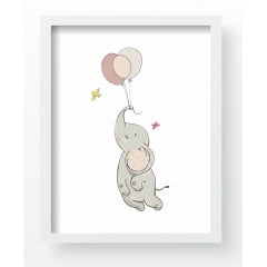 Quadro Decorativo Infantil de parede Elefantinha Floral