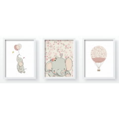 Quadro Decorativo Infantil Elefantinha Floral - QD46