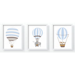 Quadro Decorativo Infantil Safári Balões nas Nuvens - QD55