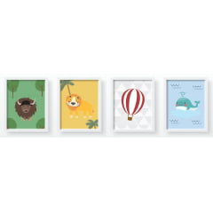 Quadros Decorativos Safari Mapa Mundi Animais