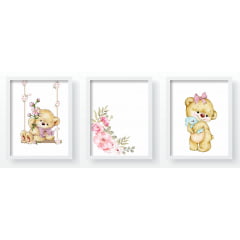 Quadro Decorativo Infantil Ursinha no Balanço - QD41