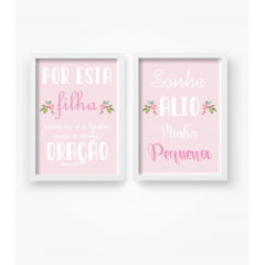 Quadro Decorativo Infantill Menina Rosa Frases