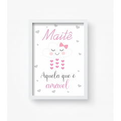 Quadro Decorativo Personalizado Menina Rosa Frases