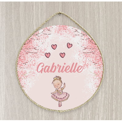 Porta Maternidade Bailarina rosa floral Infantil Pm177