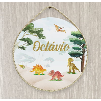 Porta Maternidade dinossauros floresta árvores Quarto Infantil Bebê - Pm480