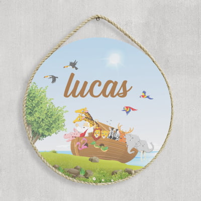 Porta Maternidade Mdf Arca de Noé Safari Animais Infantil Pm28