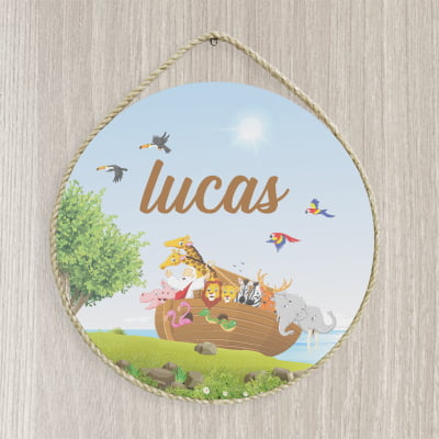 Porta Maternidade Mdf Arca de Noé Safari Animais Infantil Pm28