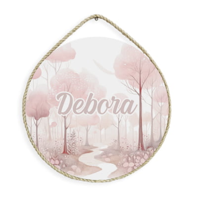 Porta Maternidade Personalizado floresta floral rosa Feminino - PM628