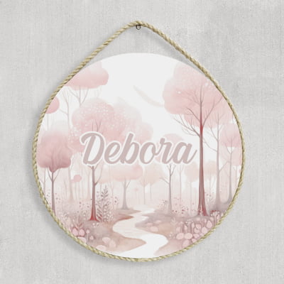 Porta Maternidade Personalizado floresta floral rosa Feminino - PM628