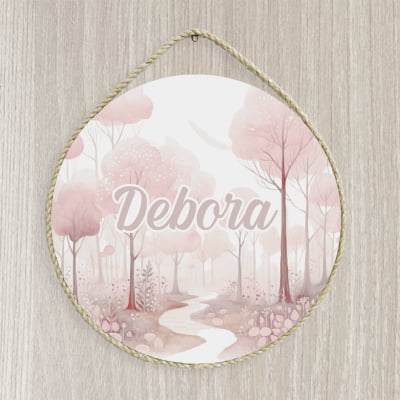 Porta Maternidade Personalizado floresta floral rosa Feminino - PM628