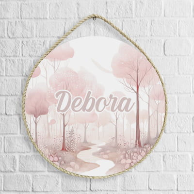 Porta Maternidade Personalizado floresta floral rosa Feminino - PM628