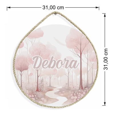 Porta Maternidade Personalizado floresta floral rosa Feminino - PM628