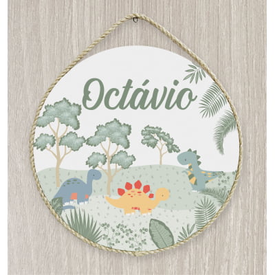 Porta Maternidade Personalizado Infantil dinossaurinhos floresta - PM265