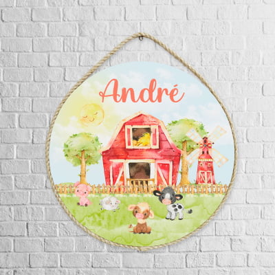 Porta Maternidade Personalizado Infantil Fazendinha Feliz- PM225