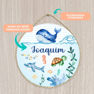 Porta Maternidade Personalizado Infantil Fundo do Mar - PM47