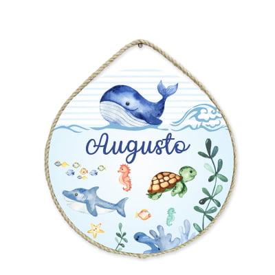 Porta Maternidade Personalizado Infantil Fundo do Mar - PM47