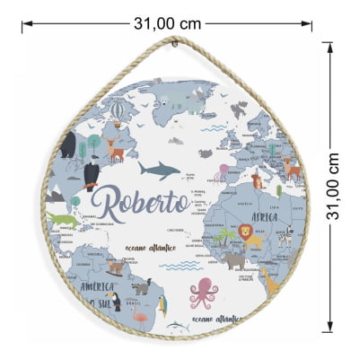 Porta Maternidade Personalizado Infantil Mapa Mundi PM158