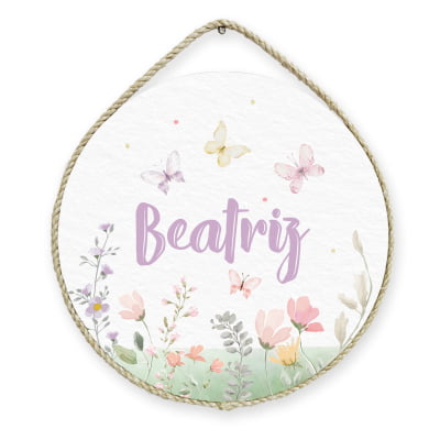 Porta Maternidade Personalizado Infantil Menina Flores e Borboletas - PM465