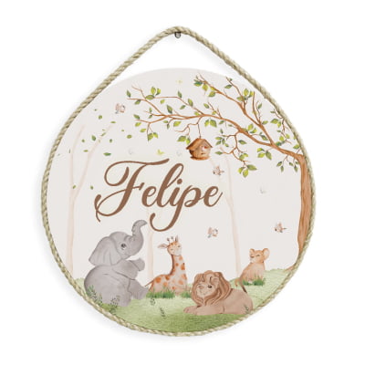 Porta Maternidade Personalizado Infantil safari animais árvore - PM541