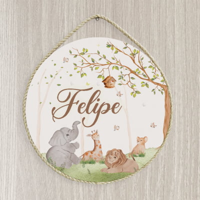 Porta Maternidade Personalizado Infantil safari animais árvore - PM541