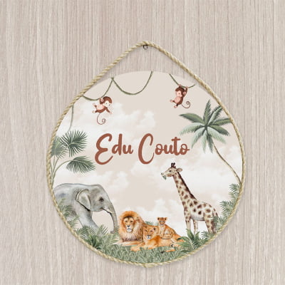 Porta Maternidade Personalizado Infantil Safari Aventura na Selva- PM363