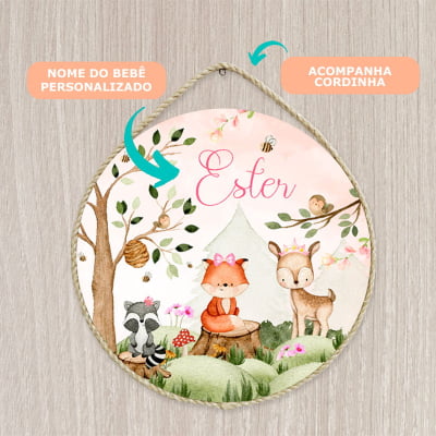 Porta Maternidade Personalizado Infantil Safári Bosque Menina