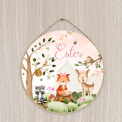 Porta Maternidade Personalizado Infantil Safári Bosque Menina