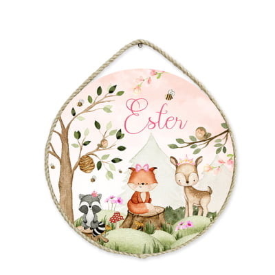 Porta Maternidade Personalizado Infantil Safári Bosque Feminino - PM374R