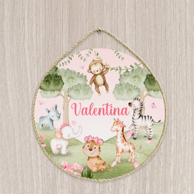 Porta Maternidade Personalizado Infantil Safári Bosque Menina - PM479B