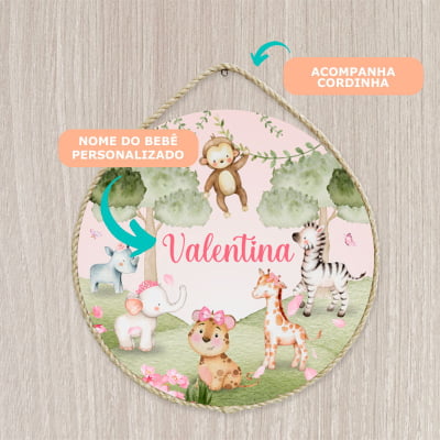 Porta Maternidade Personalizado Infantil Safári Bosque Menina - PM479B