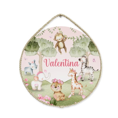 Porta Maternidade Personalizado Infantil Safári Bosque Menina - PM479B