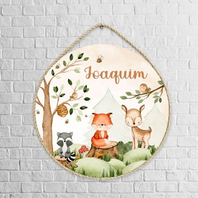 Porta Maternidade Personalizado Infantil Safári Bosque - PM374