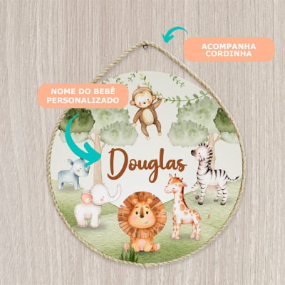 Porta Maternidade Personalizado Infantil Safári Bosque - PM479