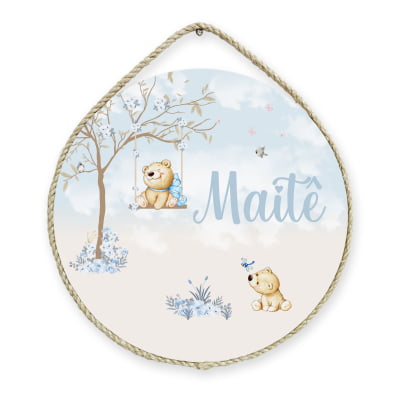 Porta Maternidade Personalizado Infantil Ursinho no Balanço - PM227